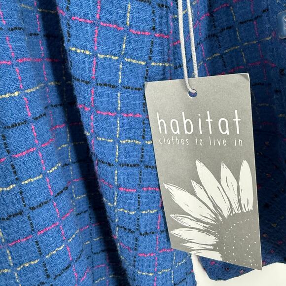 NEW NWT Habitat Sz Medium Blue Pink Wearable Art Blouse Shirt Top Unique Artsy - Picture 7 of 8